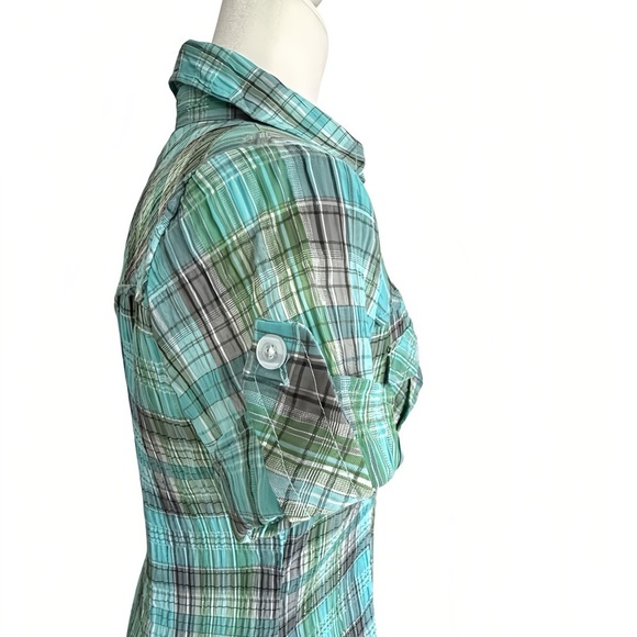 Romeo & Juliet Couture Y2K Preppy Plaid Shirt Dress S  Ruffle Hem Button Down - Picture 4 of 12